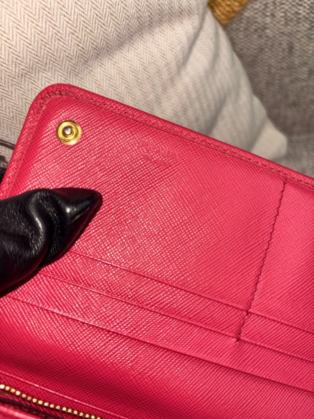 Prada Saffiano Leather Wallet - Fuchsia Pink - Picture 5 of 15